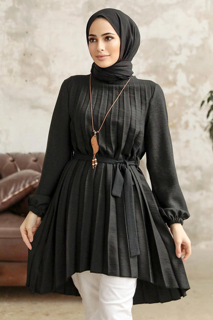 Pleated Black Tunic