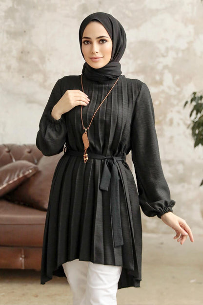 Pleated Black Tunic