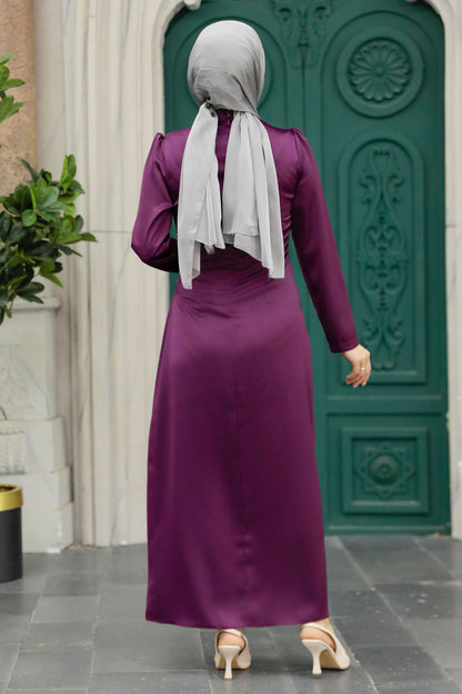 Evening Purple Satin Dress